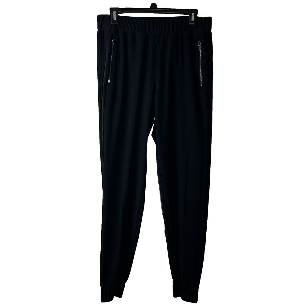 Athleta Cosmic Jogger Pants Womens Medium Tall Black Pull On Zip Pockets Stretch